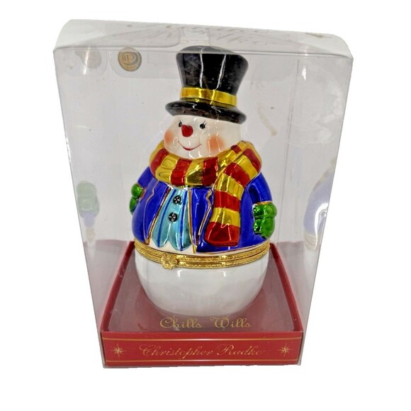 Vintage 2002 Christopher Radko Snowman Christmas Chills Wills Trinket Snowman - Picture 10 of 16